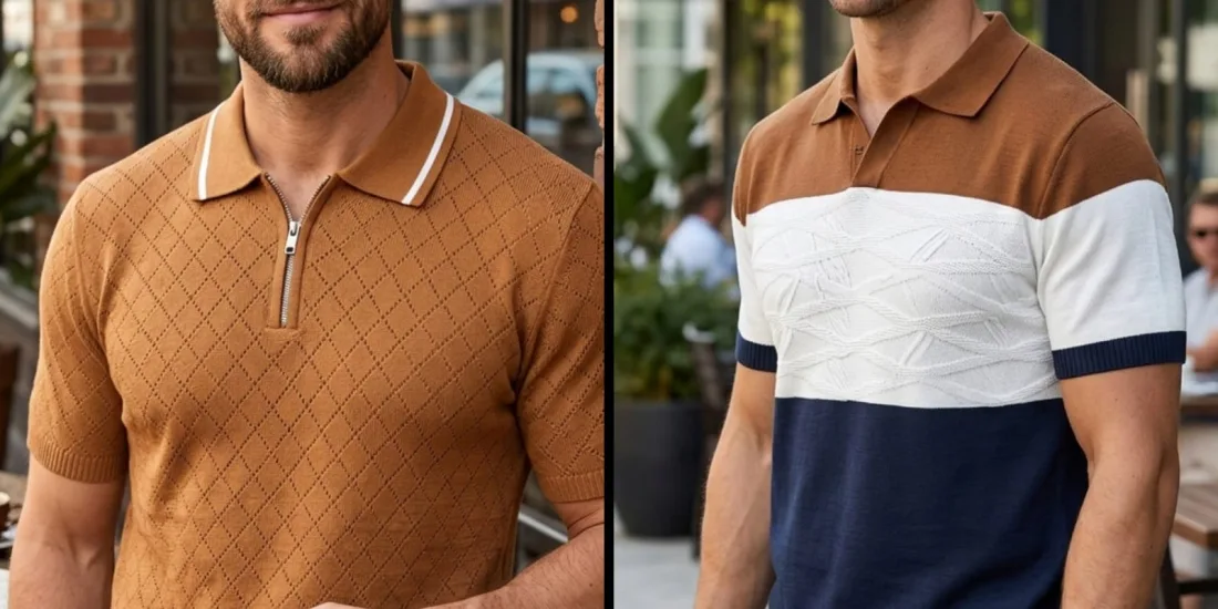 Camisola Polo Ziper Texturizada — 2 Cores
